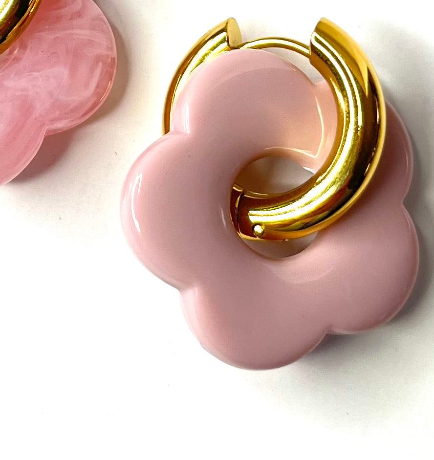 VILADY l Boucles d'oreilles créoles à fleur colorés