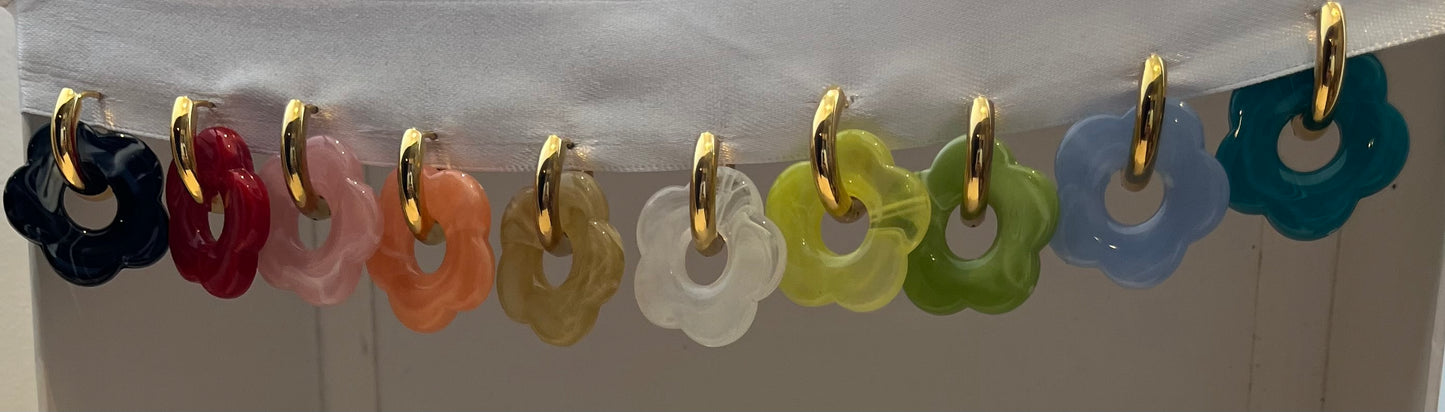 VILADY l Boucles d'oreilles créoles à fleur colorés
