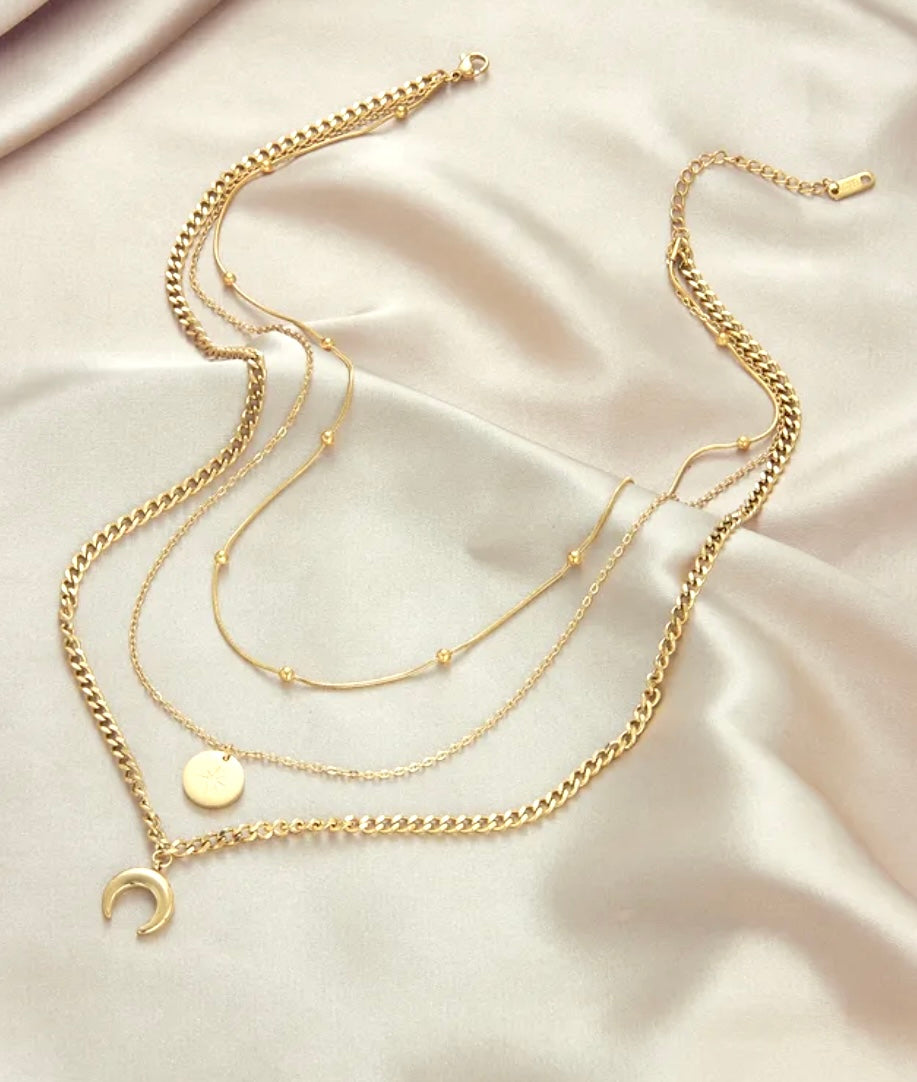 Loana l Collier multi rang doré
