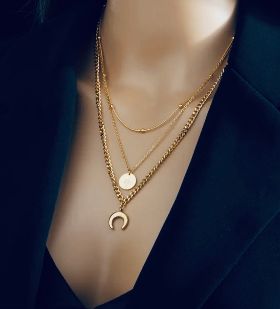 Loana l Collier multi rang doré