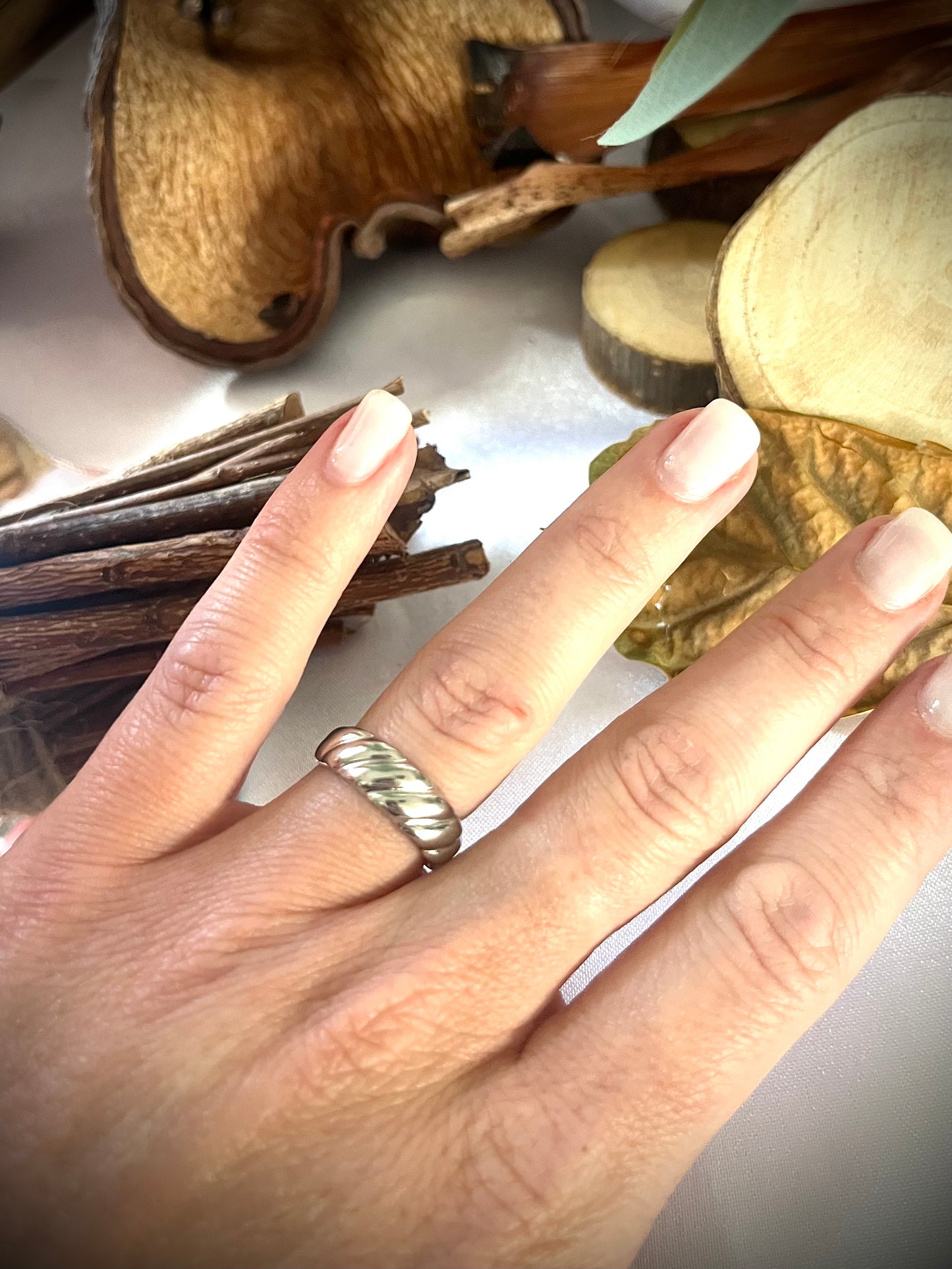 LUNE l Bague effet croissant dorée et argentée