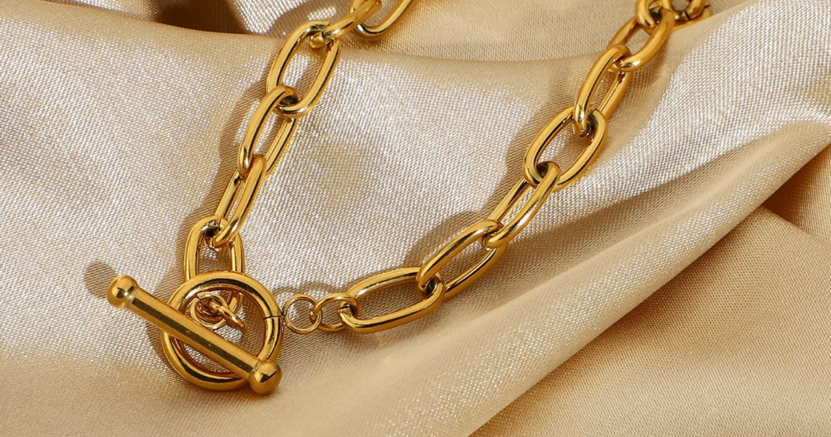 ORIANE l Bracelet doré grosse maille