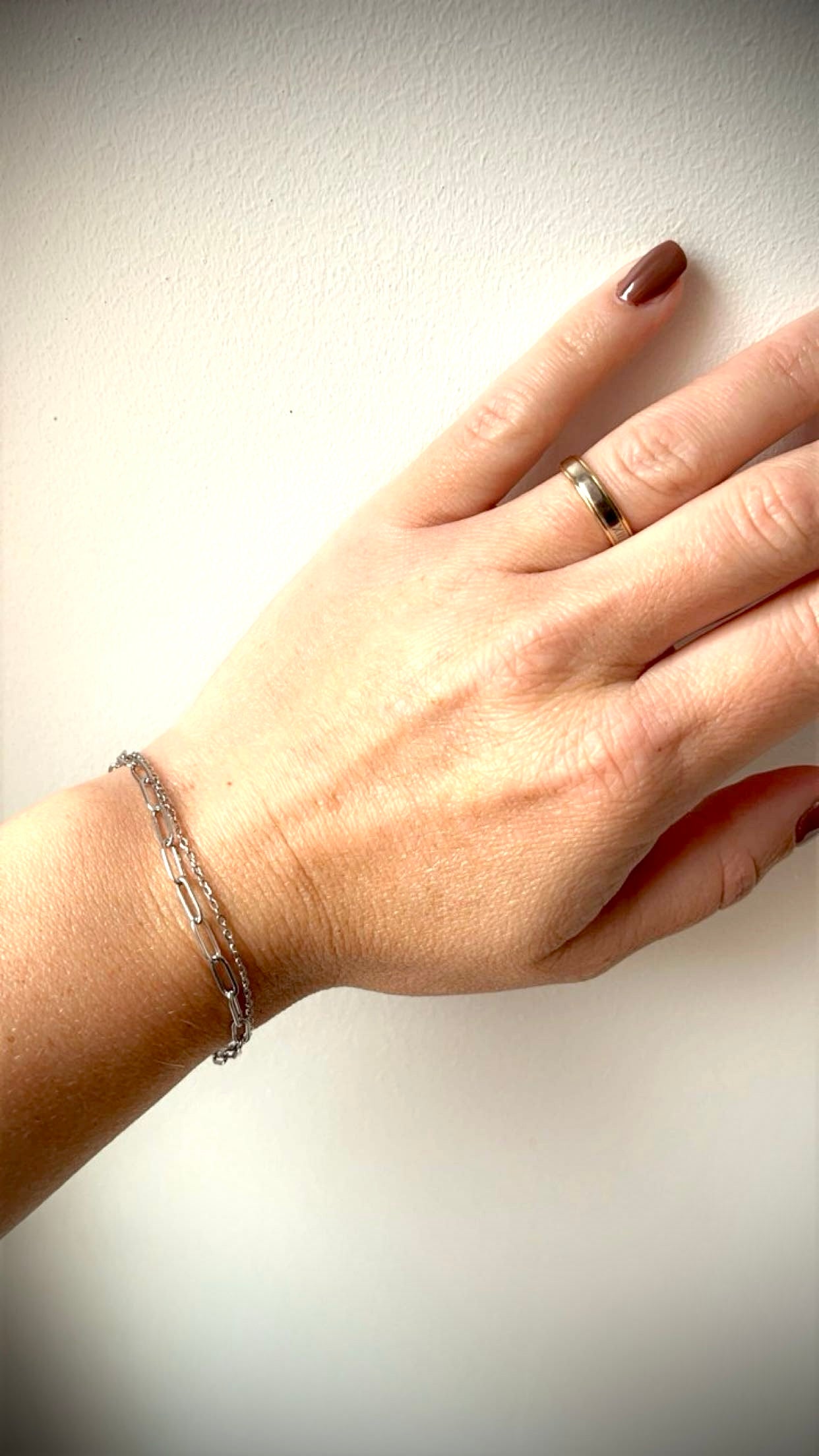 ALIA l Bracelet doré ou argenté double chaîne en acier inoxydable