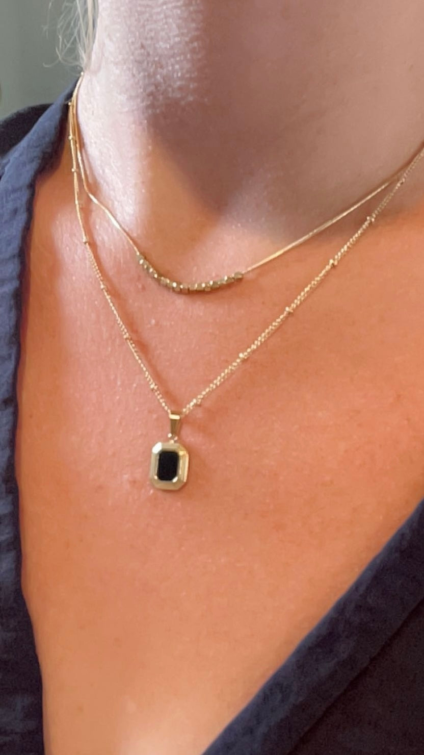 SELEDI l Double collier doré et noir