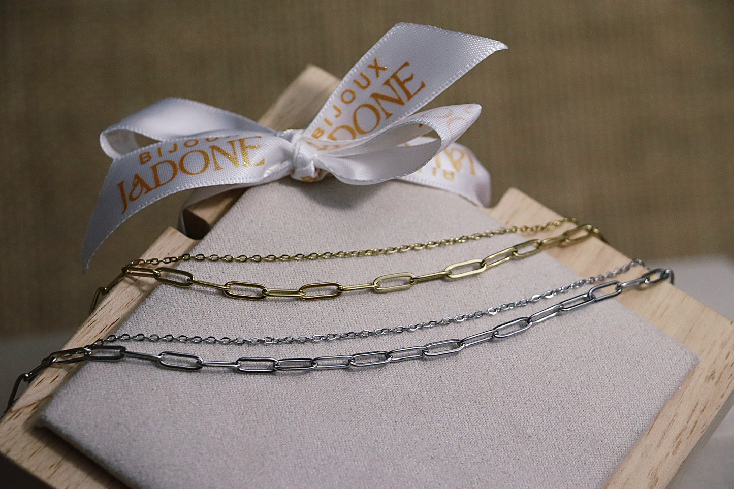 ALIA l Bracelet doré ou argenté double chaîne en acier inoxydable