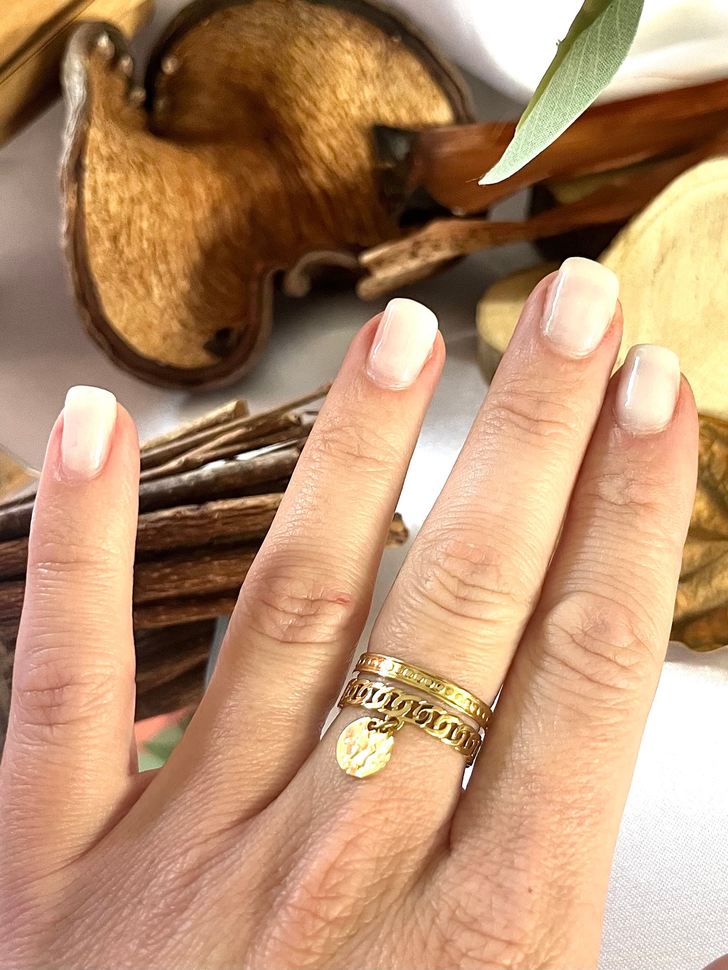 CLEIA l Bague breloque dorée