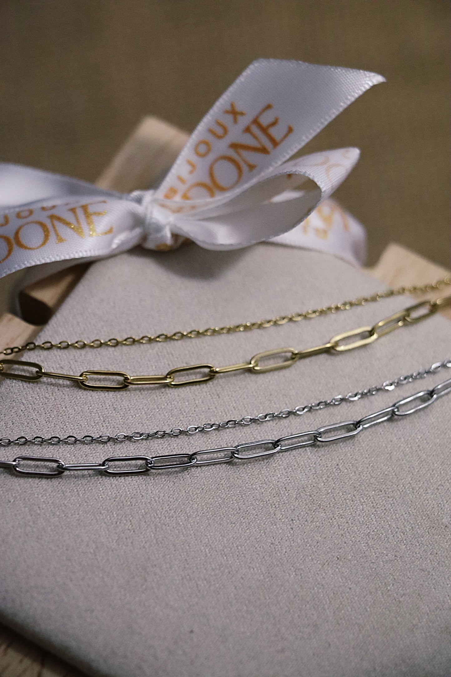 ALIA l Bracelet doré ou argenté double chaîne en acier inoxydable