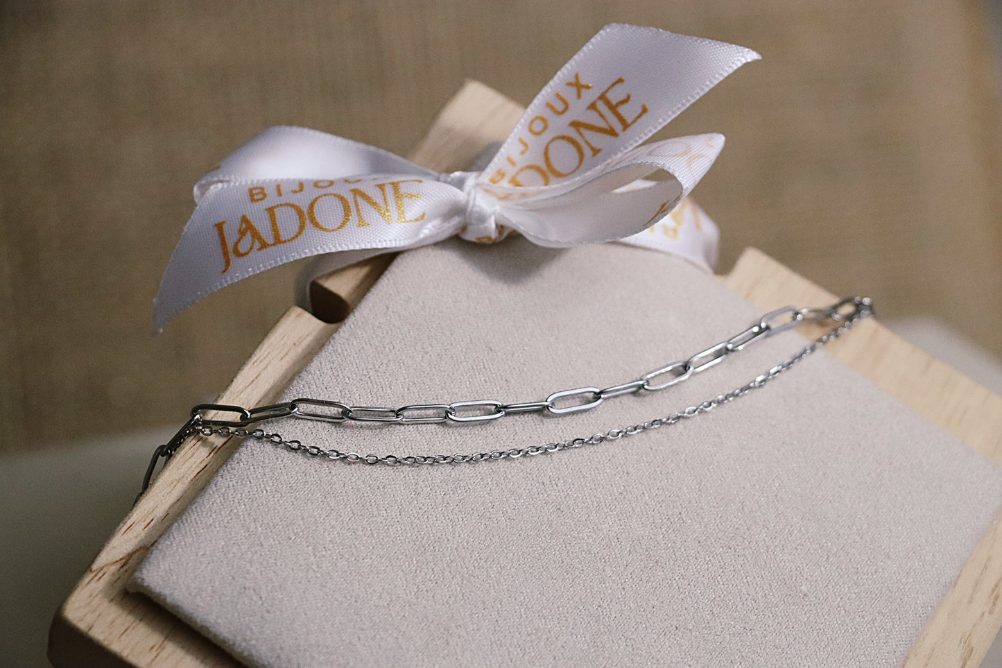 ALIA l Bracelet doré ou argenté double chaîne en acier inoxydable