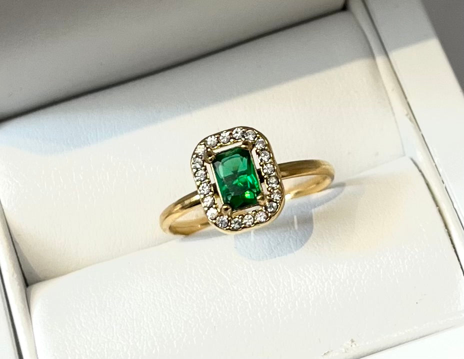 SOANA l Bague ajustable dorée et zircon