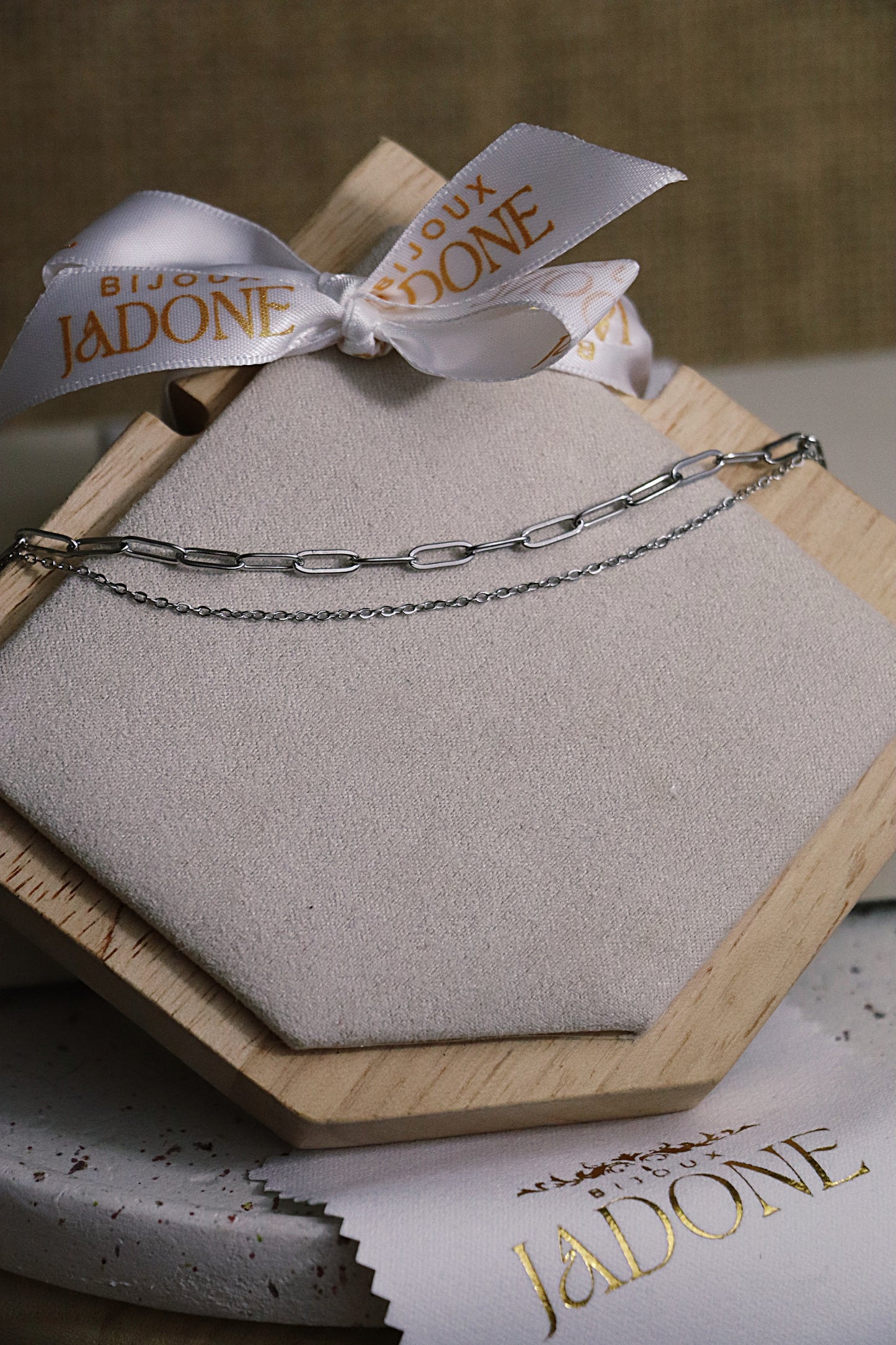 ALIA l Bracelet doré ou argenté double chaîne en acier inoxydable