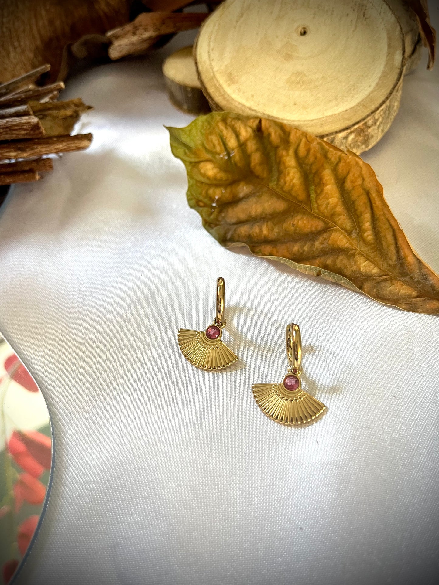 ESMARA l Boucles d'oreilles dorées et rose