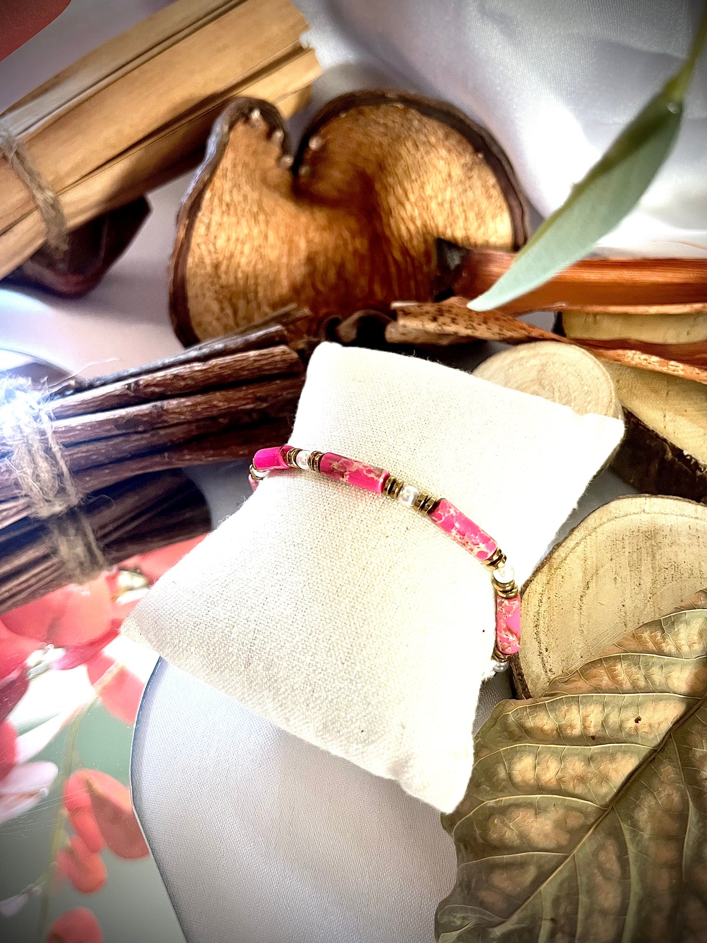 FLORE l Bracelet doré et rose