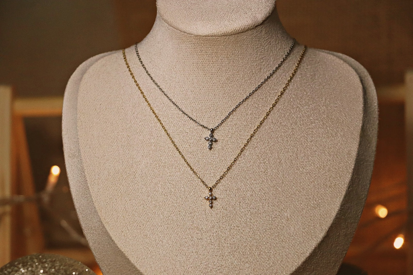 LENAIC l Collier doré ou argenté serti de zircon blanc