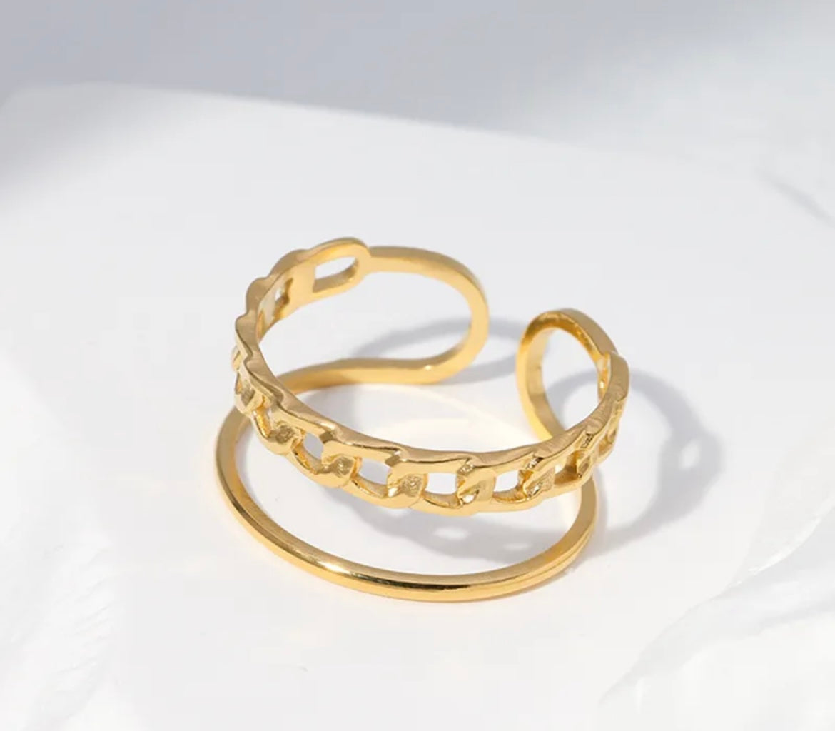 LYRA l Bague ajustable dorée ou argentée