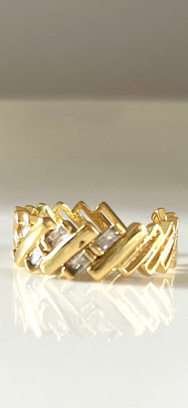 Melinda l bague ajustable dorée et zircon blanc