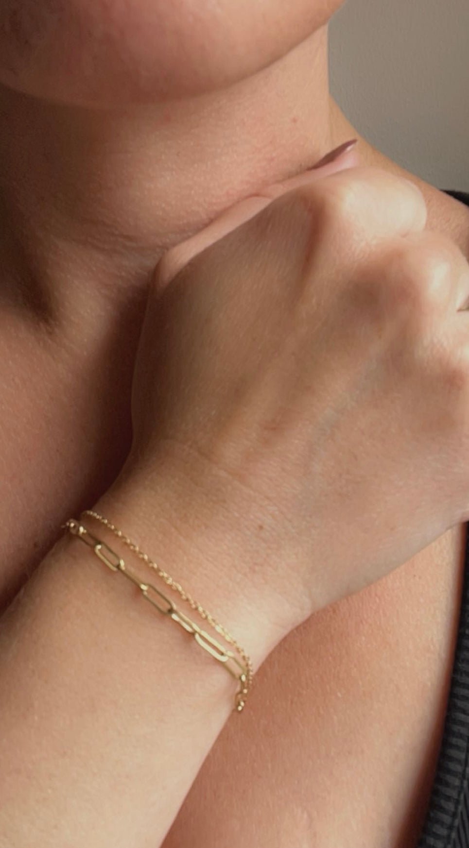 ALIA l Bracelet doré ou argenté double chaîne en acier inoxydable
