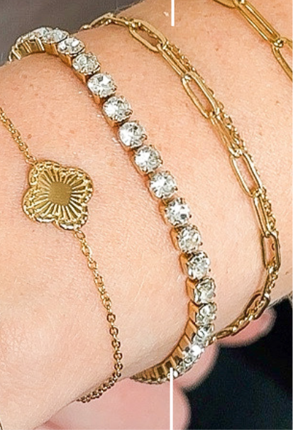 SONIA l Bracelet doré ou argenté serti de strass