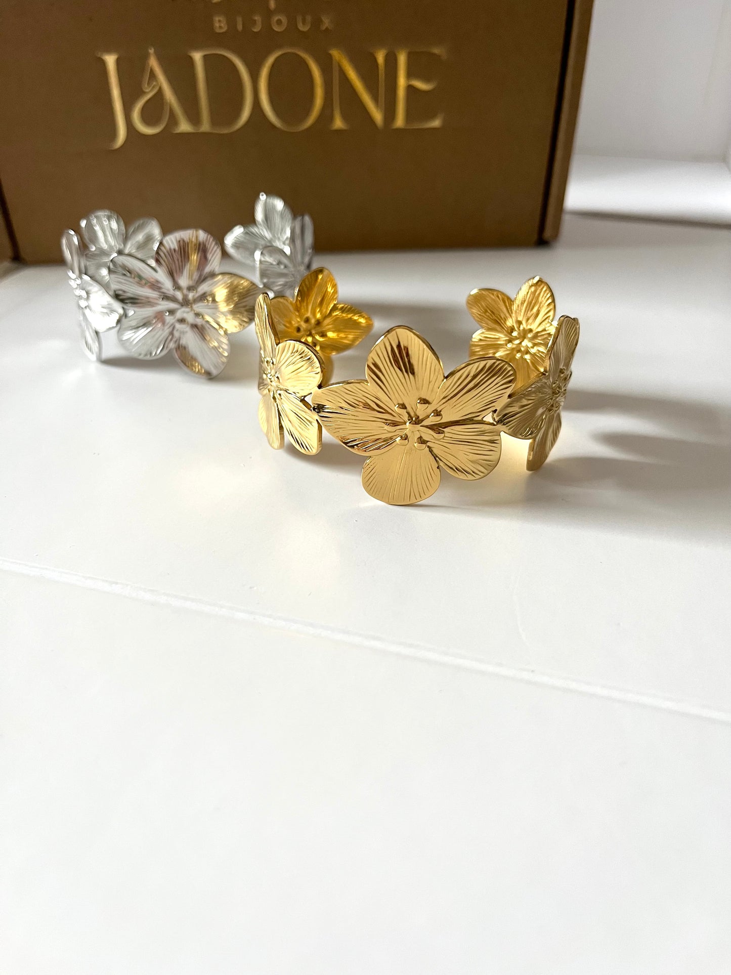 Malona l Bracelet jonc ajustable doré ou argenté