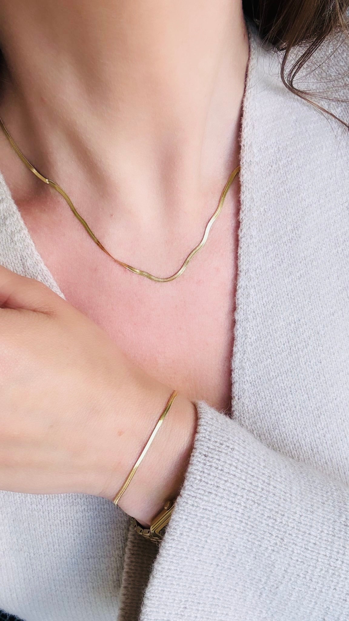 REINA l Collier à chaîne plate en acier inoxydable