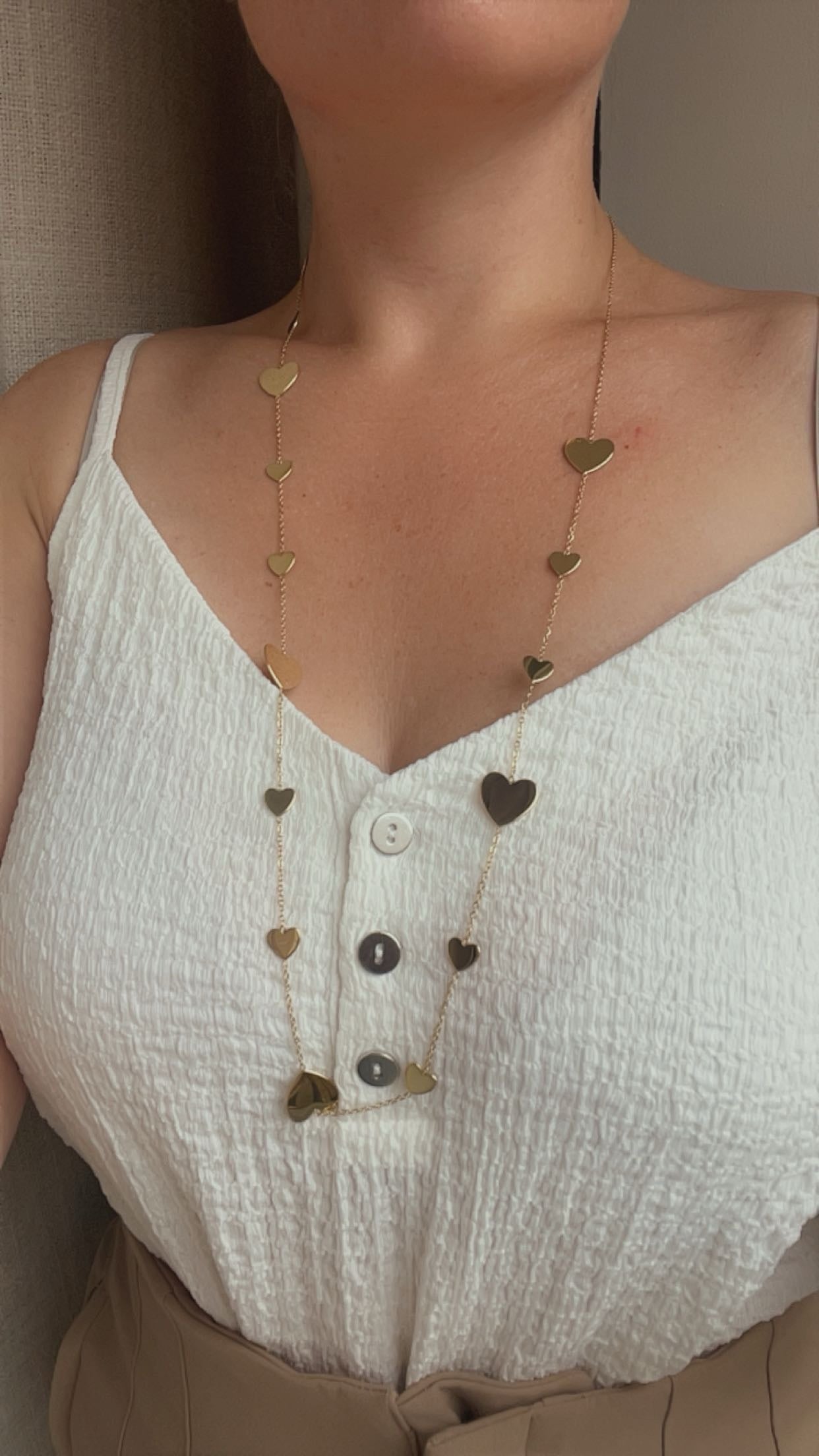 LOVE l Collier long à cœur doré en acier inoxydable