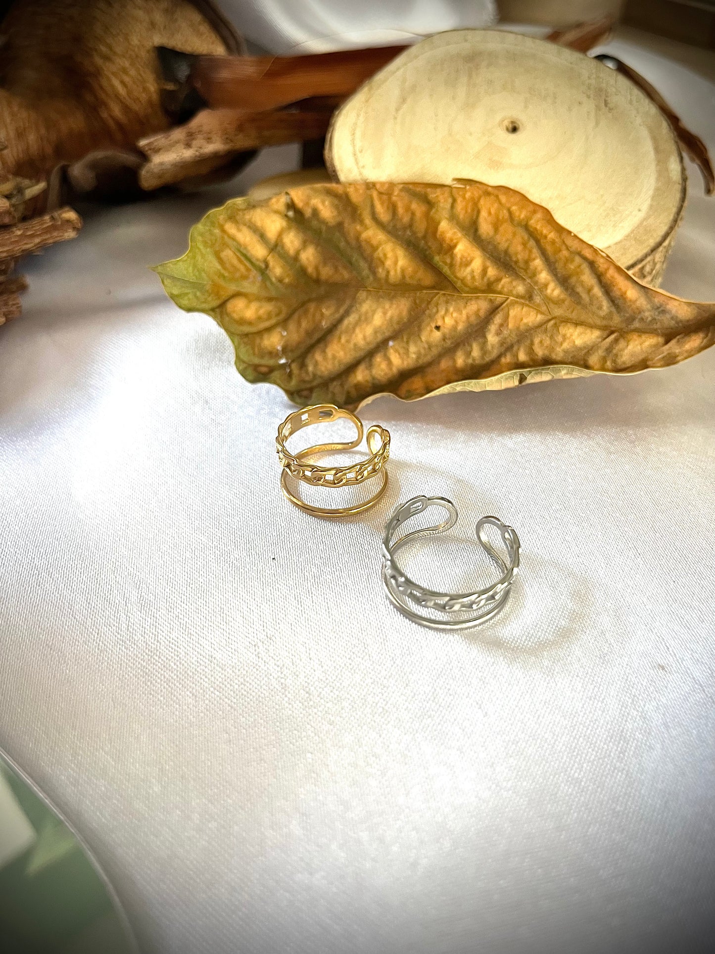 LYRA l Bague ajustable dorée ou argentée