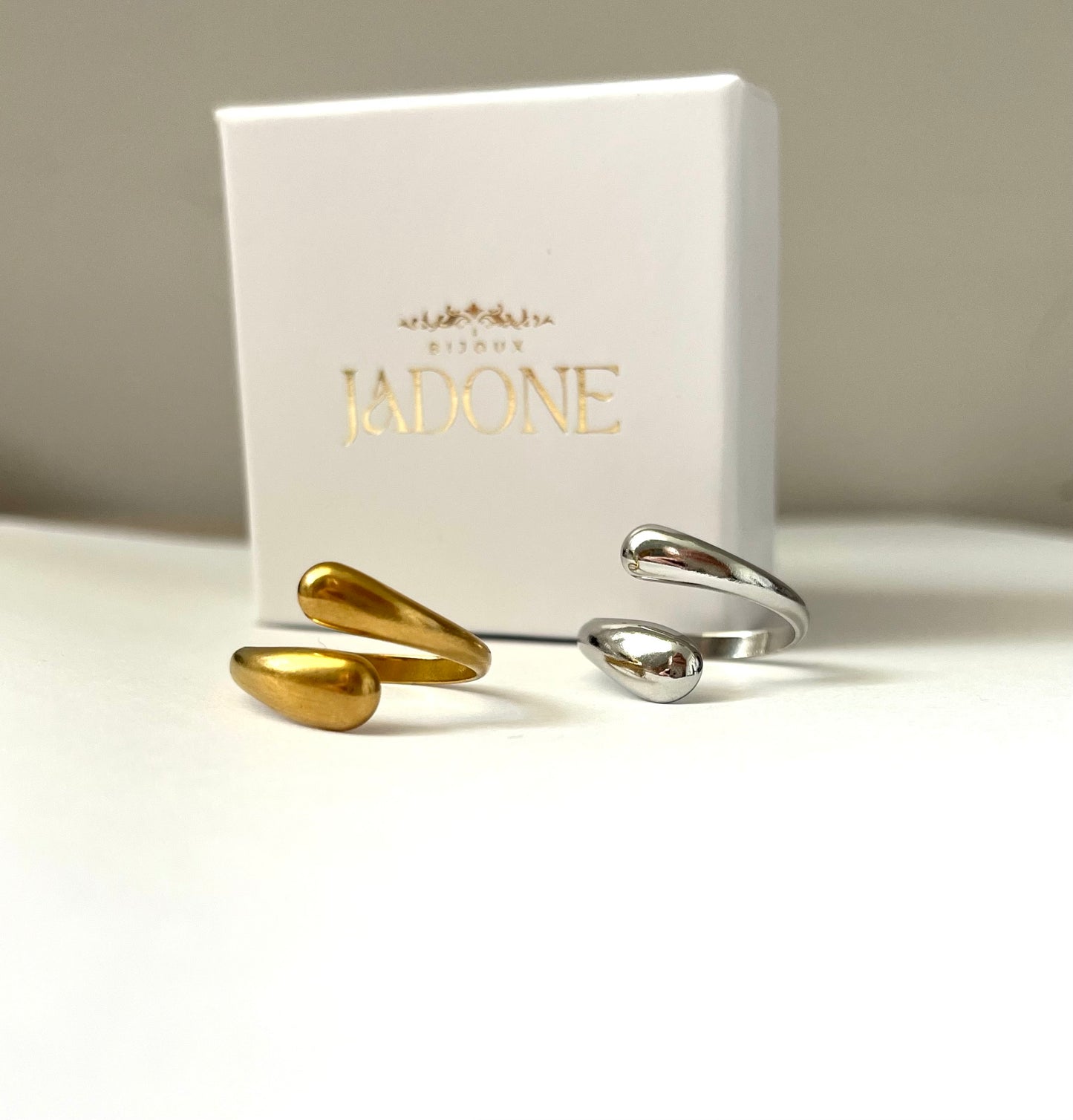 INDIE l Bague ajustable dorée ou argentée en acier inoxydable