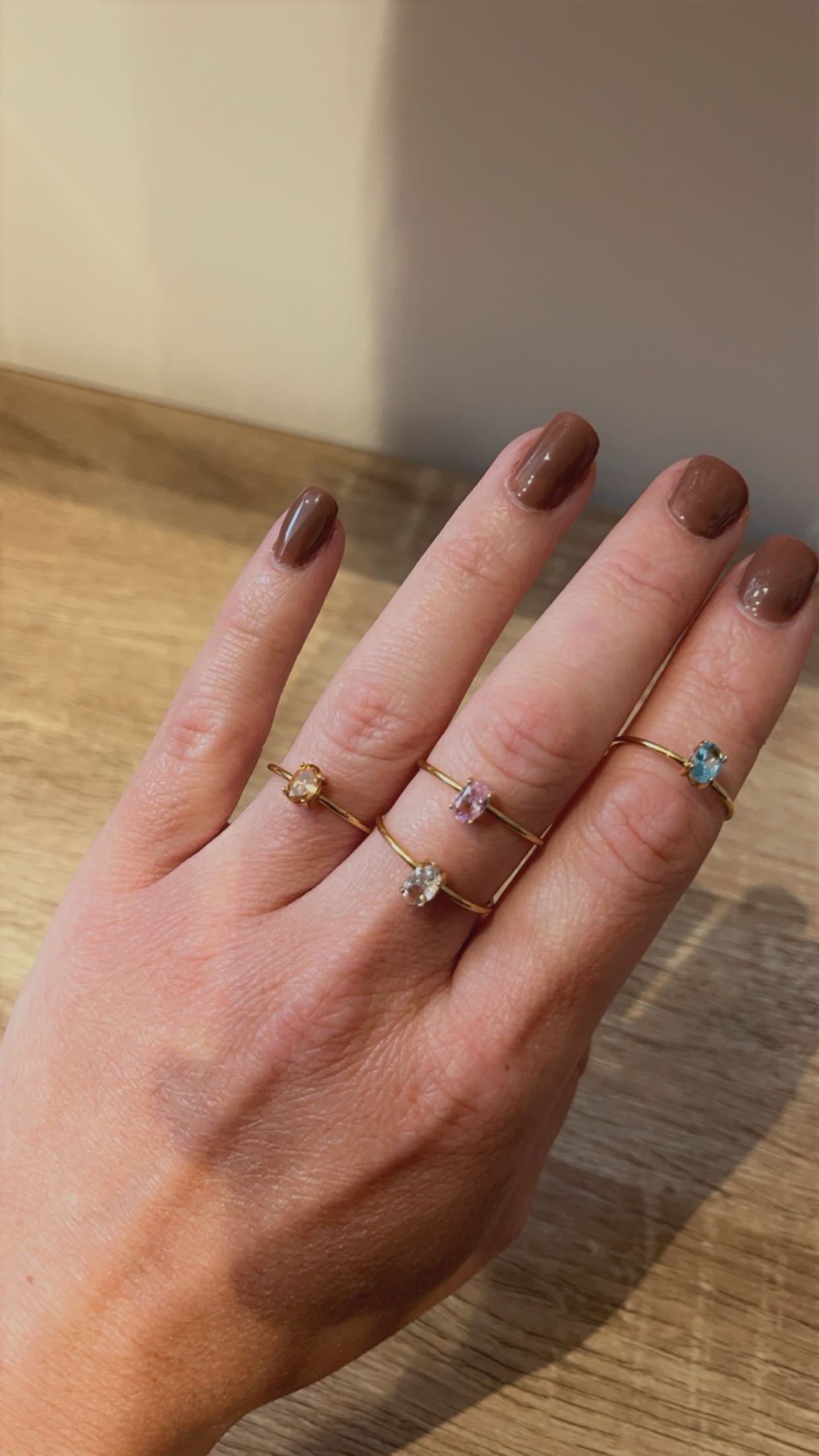 AZUR l Bague dorée en acier inoxydable et pierre serti