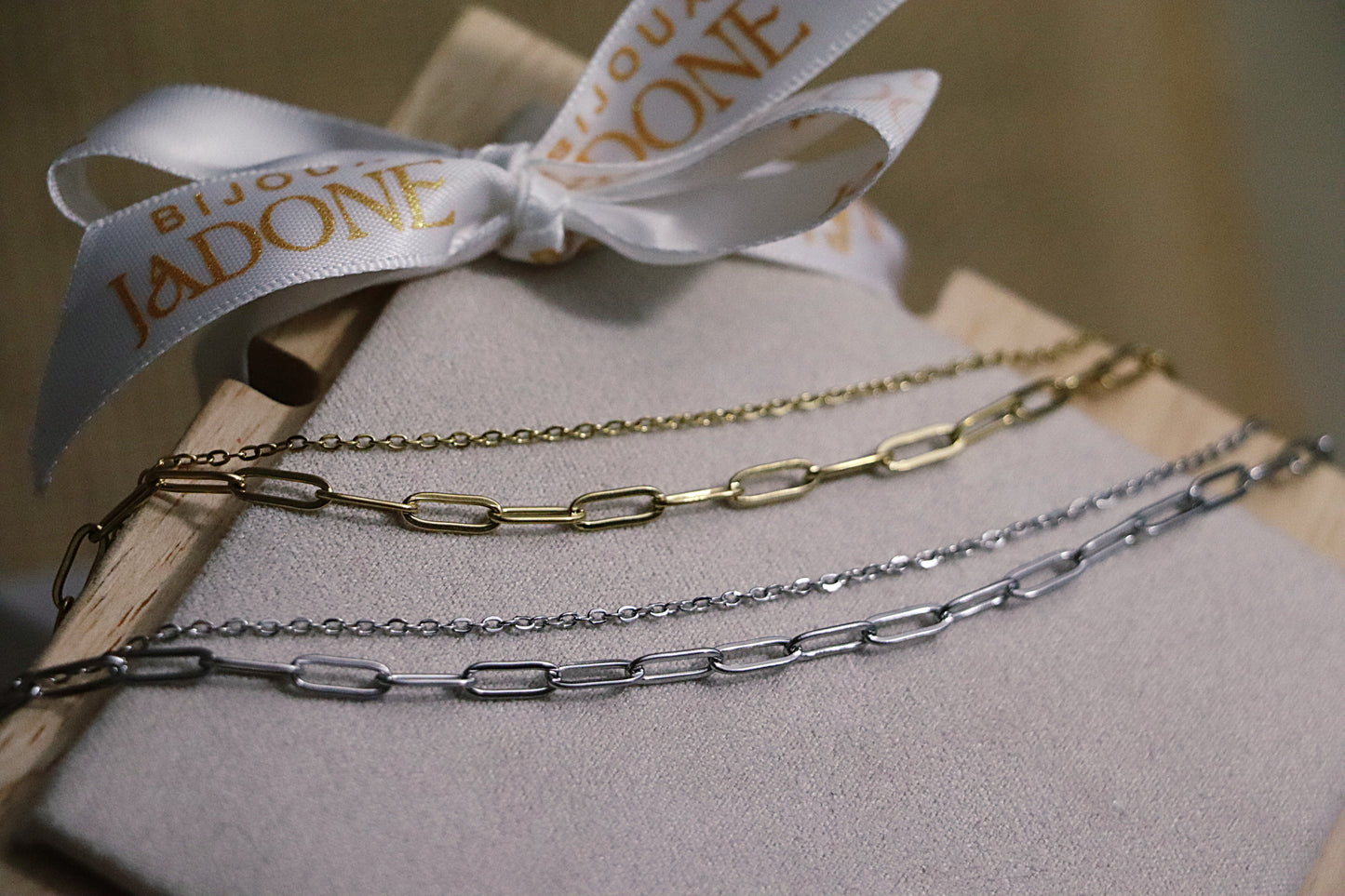 ALIA l Bracelet doré ou argenté double chaîne en acier inoxydable