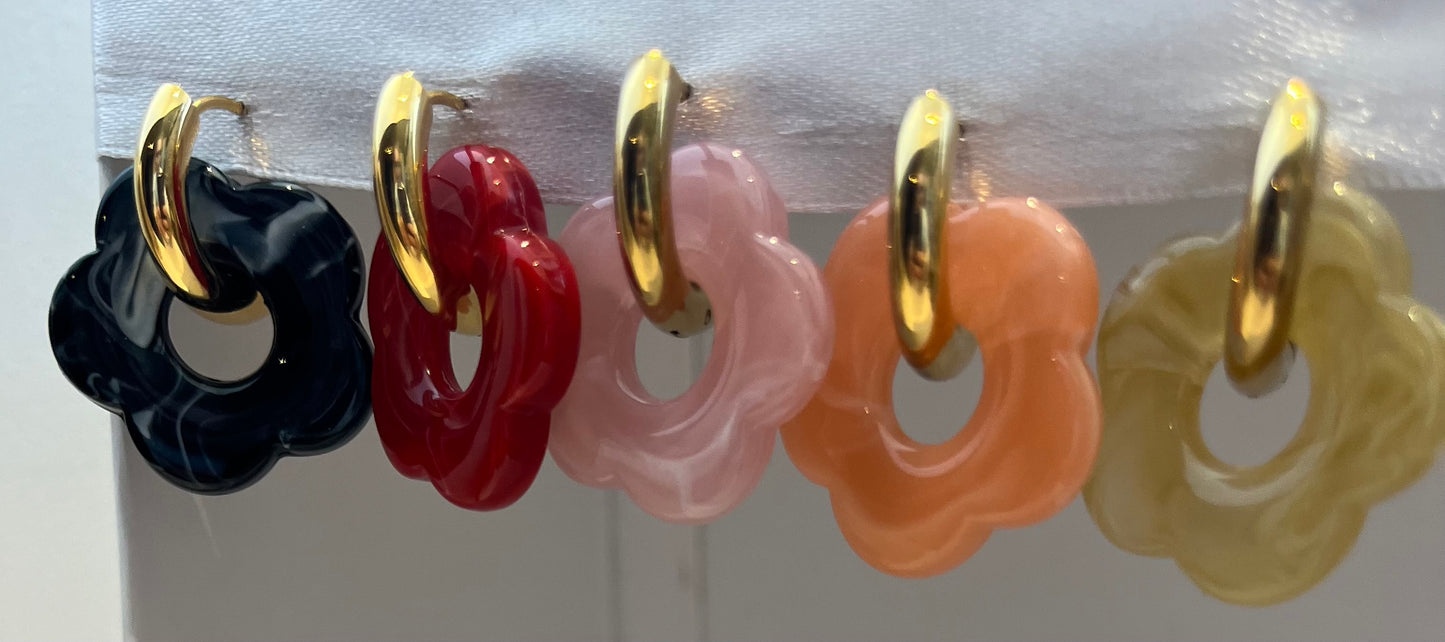 VILADY l Boucles d'oreilles créoles à fleur colorés