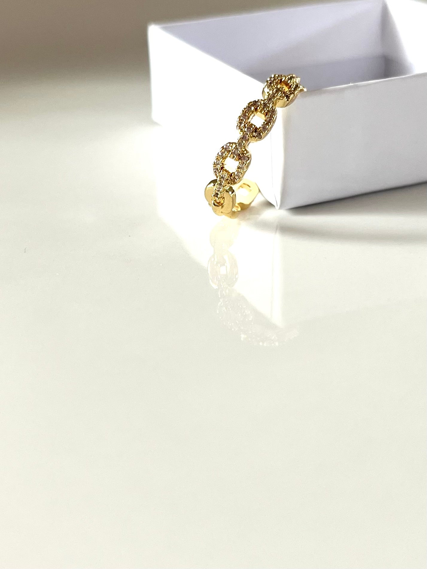 Enamoré l bague ajustable dorée et zircon blanc