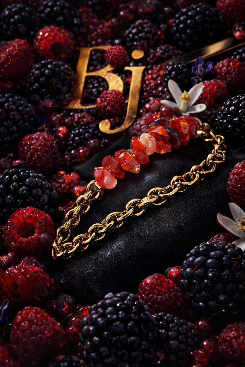 Blima l Bracelet doré et Cornaline Orange