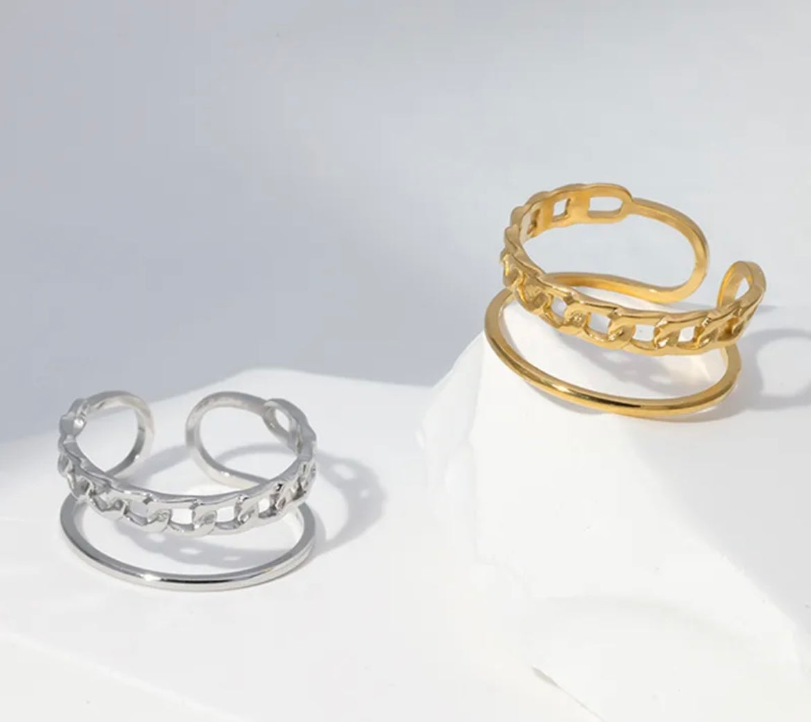 LYRA l Bague ajustable dorée ou argentée