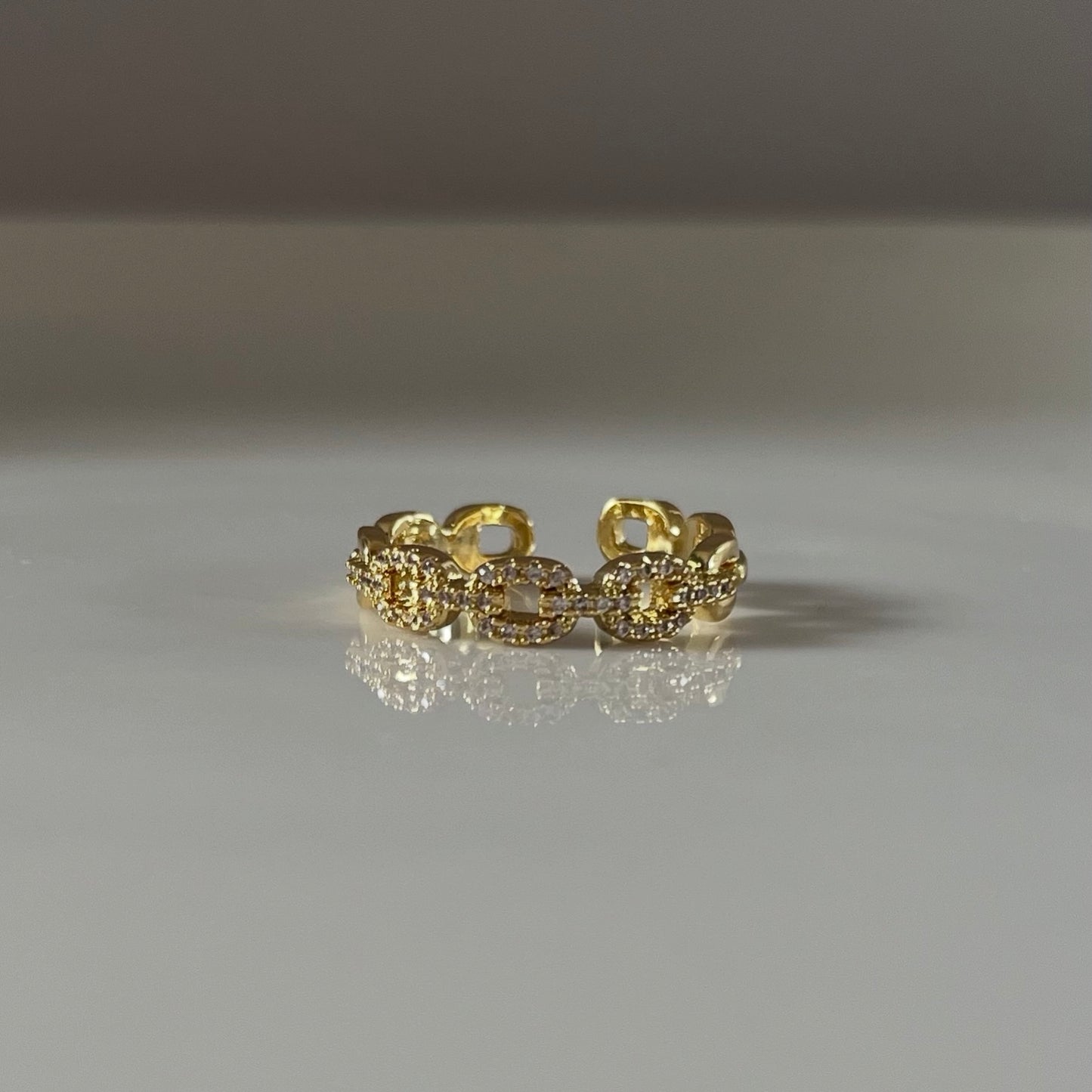 Enamoré l bague ajustable dorée et zircon blanc