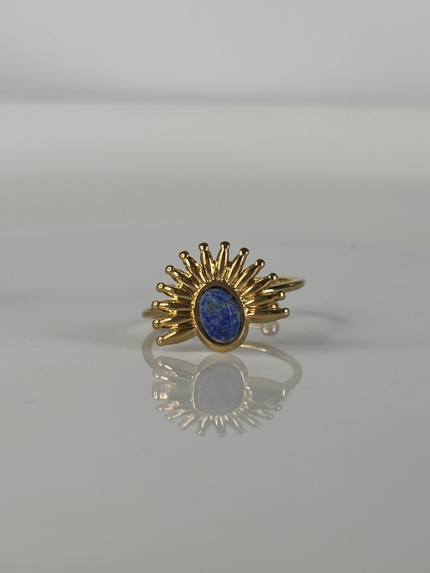 Aure l Bague ajustable dorée verte ou bleu