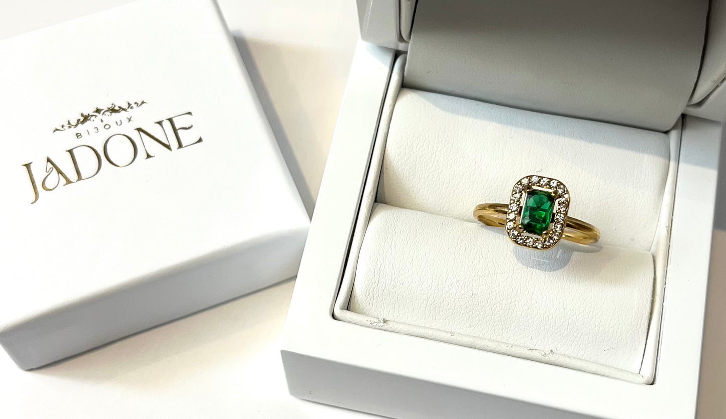 SOANA l Bague ajustable dorée et zircon