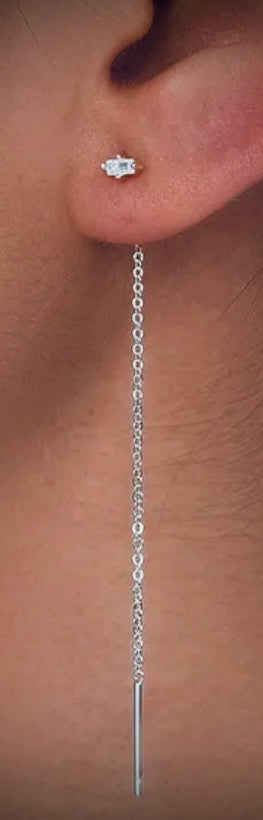 MINIA l Boucles d'oreilles chaîne longue argentées