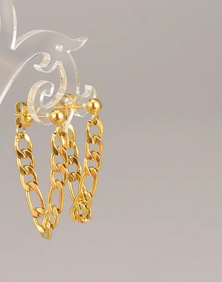 NOMi l Boucles d'oreilles dorées à chaîne maillons