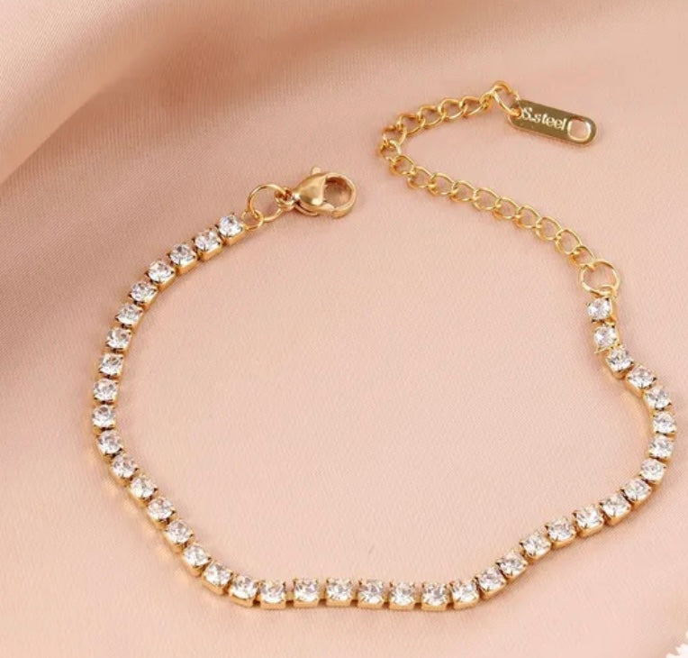 SONIA l Bracelet doré ou argenté serti de strass