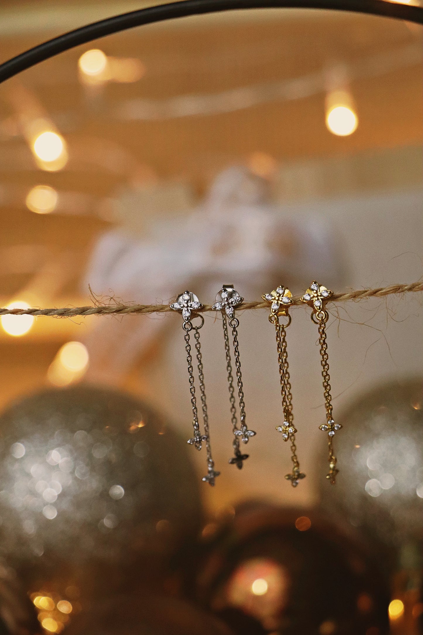 SOPRANE l boucles d'oreilles tombantes et zircon blanc dorées ou argentées