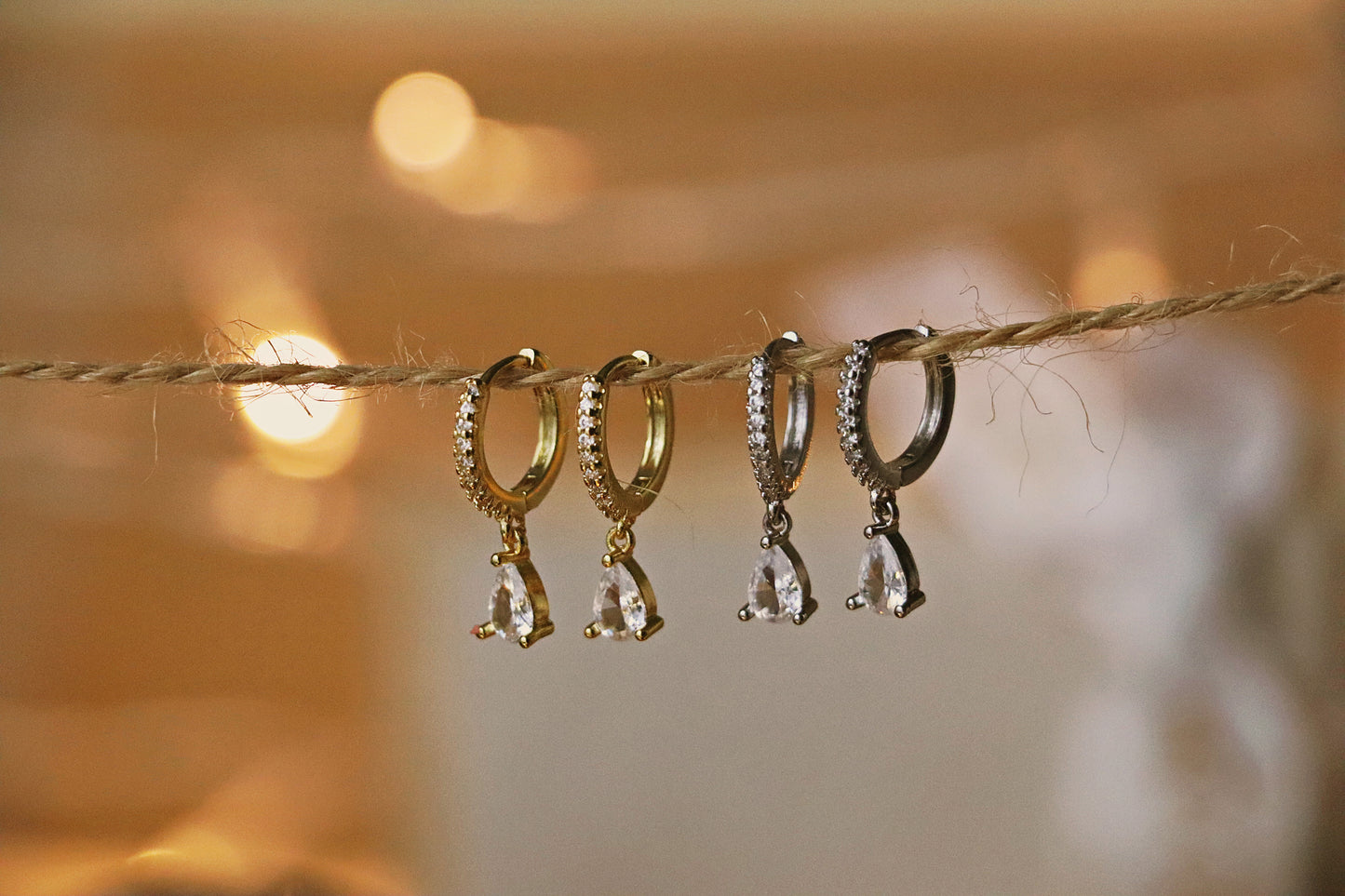 LORENA l Boucles d'oreilles tombante zircon blanc