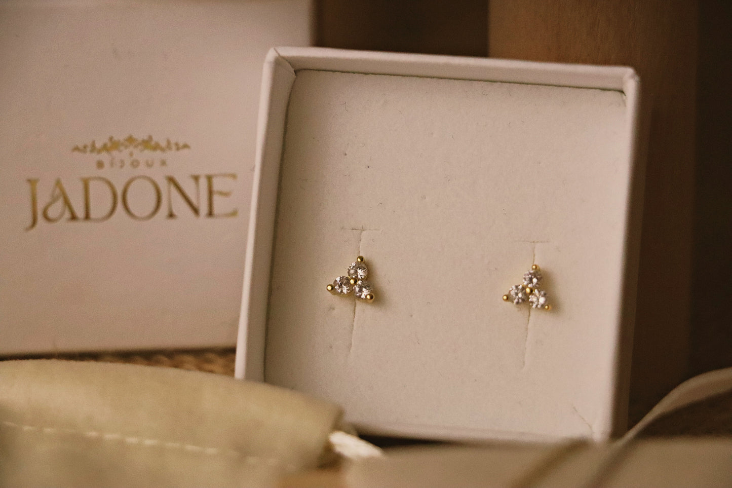 LUCIE l Boucles d'oreilles dorées et zircon