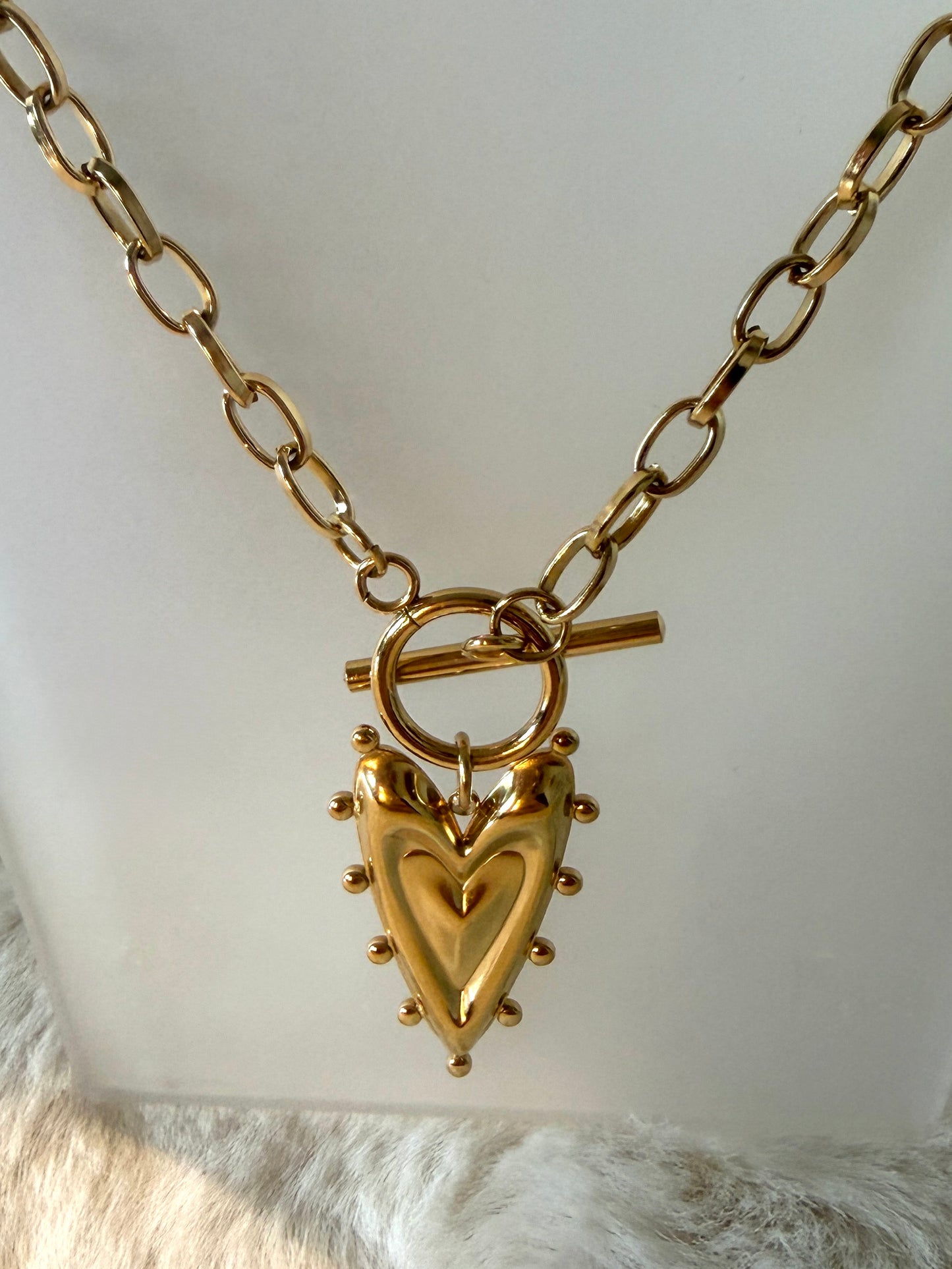 Amore l collier gros cœur doré