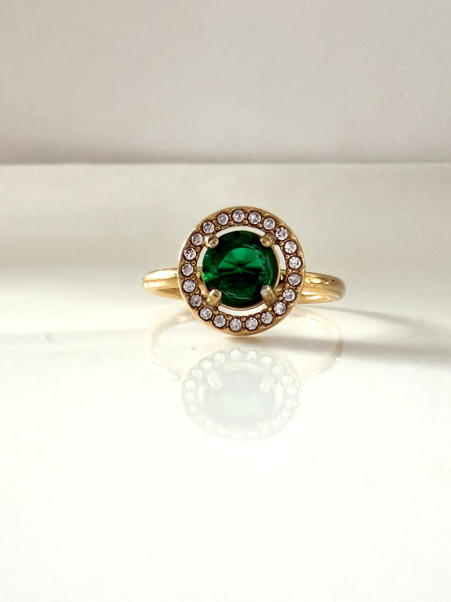 PROMESSE l Bague ajustable dorée, zircon blanc rose bleu ou verte