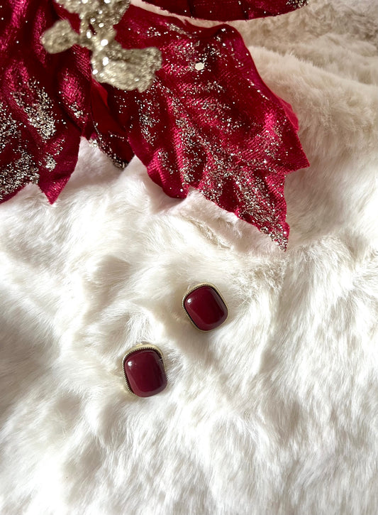 Louisa l Boucles d'oreilles bordeaux et dorées