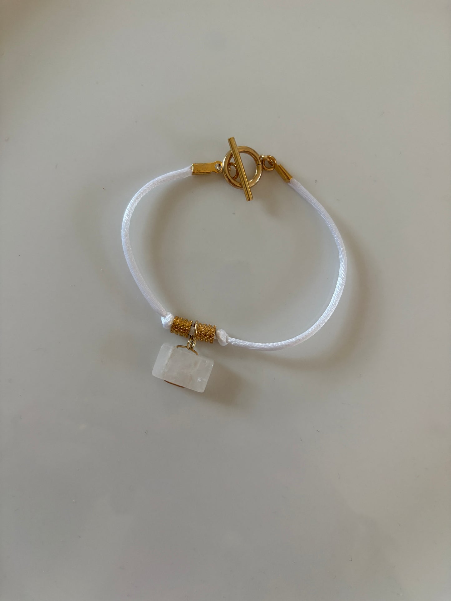 Bracelet blanc l pierre de jade blanche
