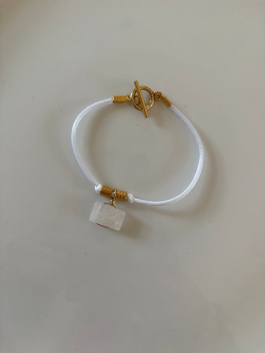 Bracelet blanc l pierre de jade blanche