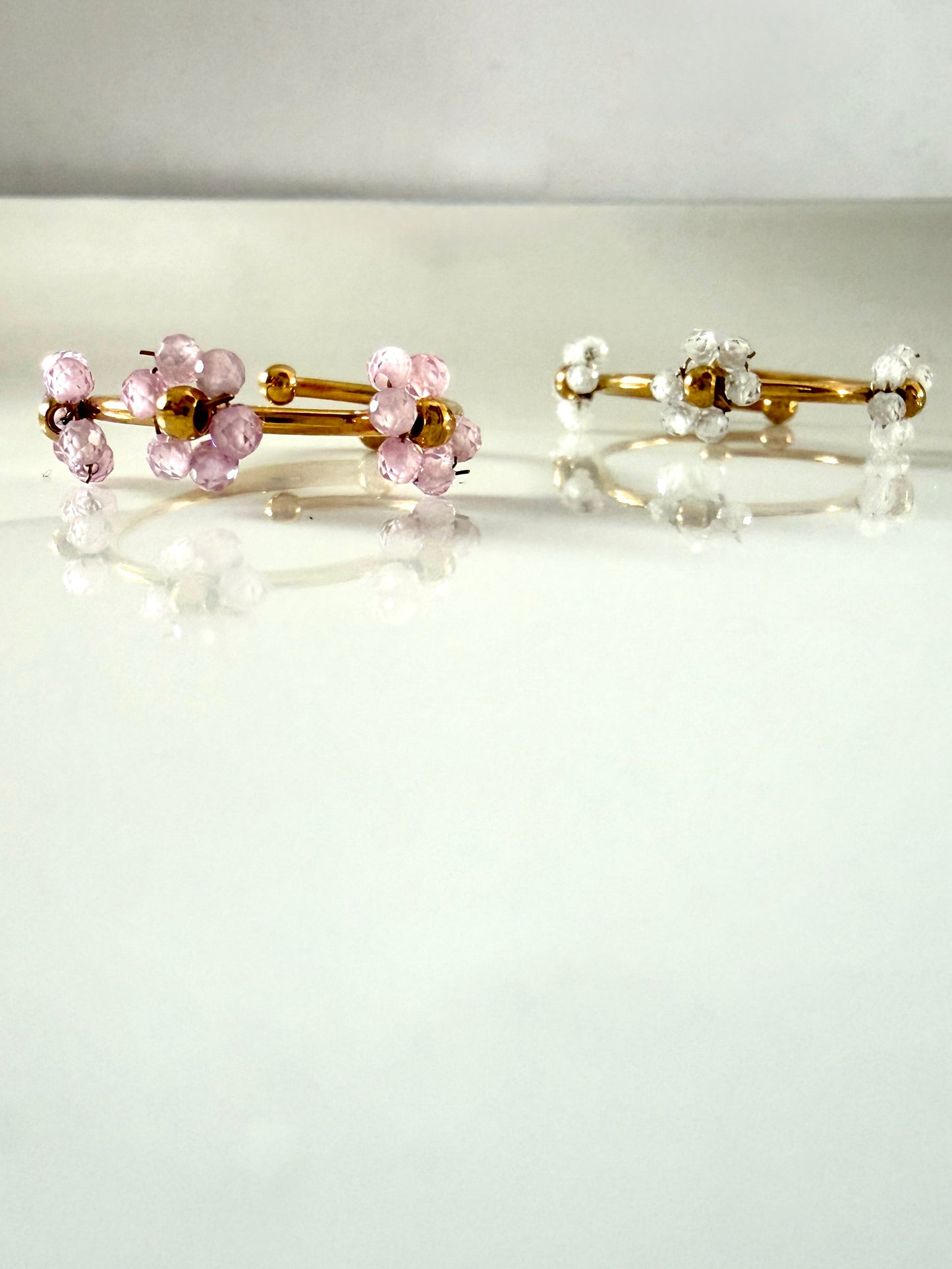 Emas l bague fleur dorée ajustable