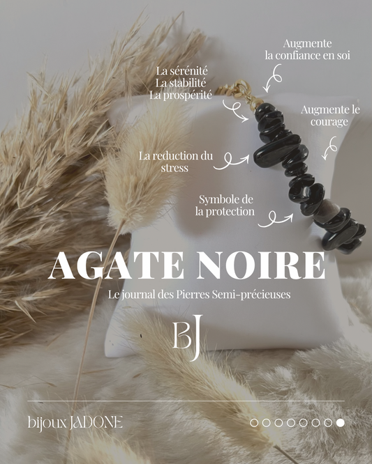 Blima l bracelet doré et Agate Noire