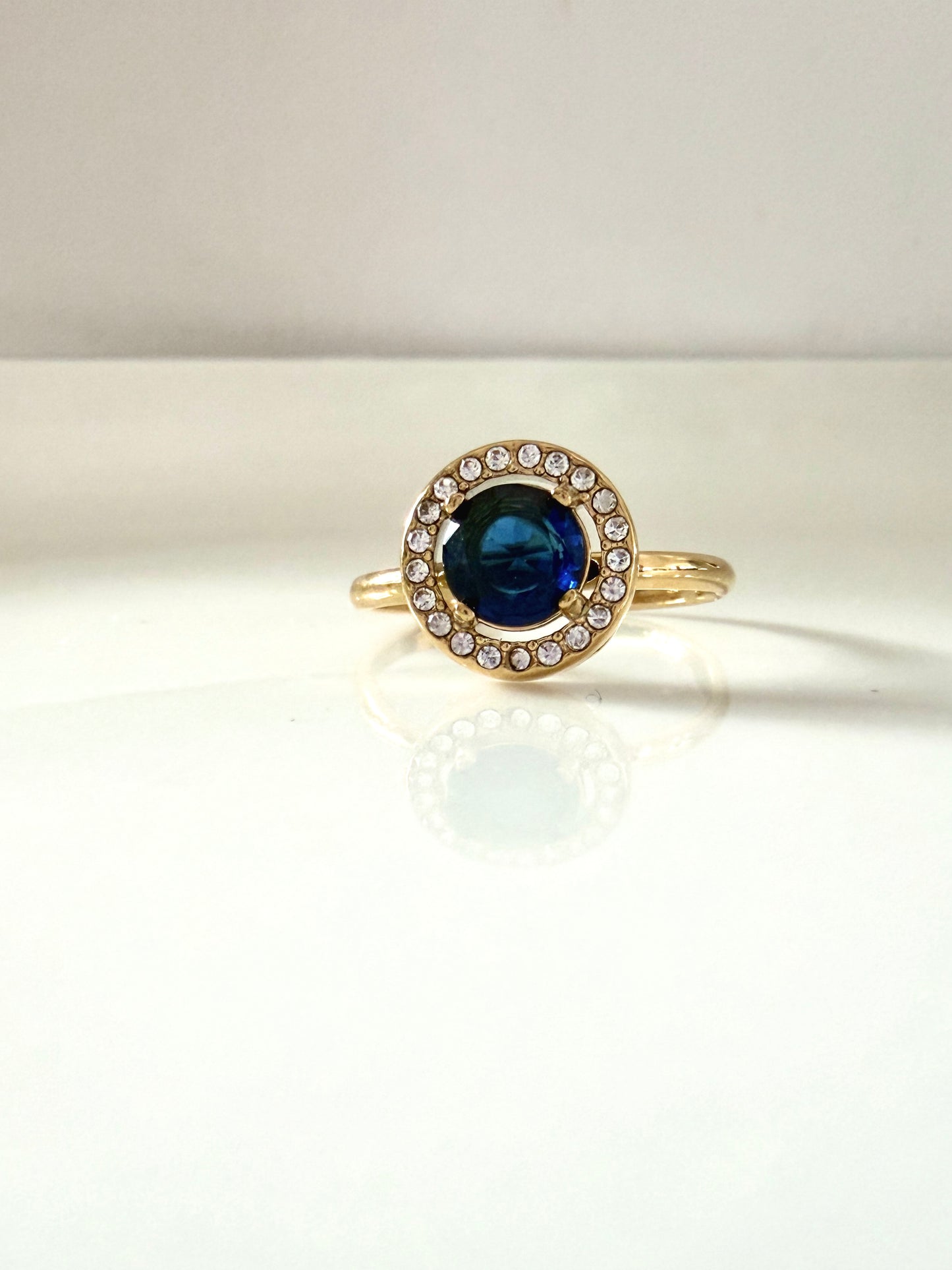 PROMESSE l Bague ajustable dorée, zircon blanc rose bleu ou verte