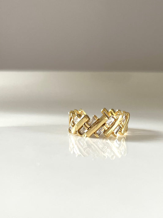 Melinda l bague ajustable dorée et zircon blanc